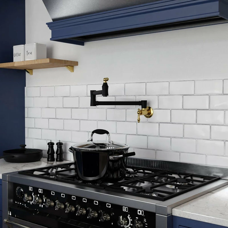 Brand new 😉 ANZZI 24" Wall Mounted Pot Filler With Dual Swivel, Matte Black And Brushed Gold 😍 - Image 2