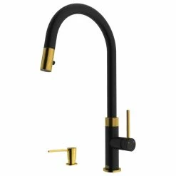 Brand new 🔥 VIGO Bristol Pull-Down Kitchen Faucet With Soap Dispenser, Matte Brushed Gold/Ma 🎁