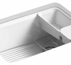 Flash Sale 🥰 Kohler Riverby 27" X 22" X 9-5/8" Kitchen Sink, 5 Oversized Holes, White ⭐