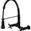 Brand new 👍 Kingston Brass GS1240AX Two-Handle Wall-Mount Pull-Down Sprayer Kitchen Faucet, Matte Black 🎉