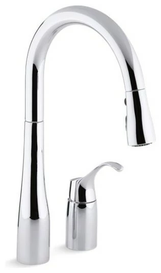 Best Sale 👏 Kohler Simplice Kitchen Faucet W/ 16-1/8" Pull-Down Swing Spout, Polished Chrome 🔥