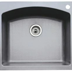 Buy 🔥 Blanco Drop-In Single Bowl Silgranit II, Drop-In Sink, Metallic Gray 👍