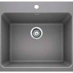 Cheap ❤️ 25"x22"x12" Blanco Liven Silgranit Laundry Sink, Metallic Gray 👍