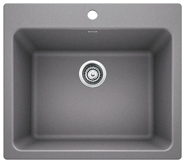Cheap โค๏ธ 25"x22"x12" Blanco Liven Silgranit Laundry Sink, Metallic Gray ๐