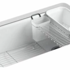 Best Sale 🥰 Kohler Riverby 33" X 22" X 9-5/8" Under-Mount Kitchen Sink W/ Accessories, White 💯